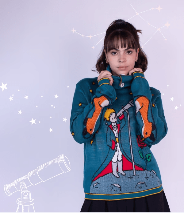 Sueter verde Principito Telescopio tejido moderno Cefiro Tejido Colombia vista frontal